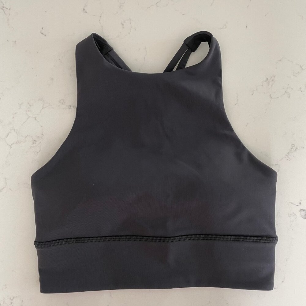 Lululemon Energy Longline Bra Top Medium Support B-D Cup Graphite Grey Sz 4 NWOT - Picture 7 of 7